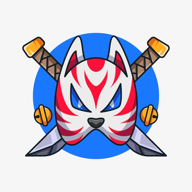 Бесплатное векторное изображение Нарисованная рукой иллюстрация маски кицунэ