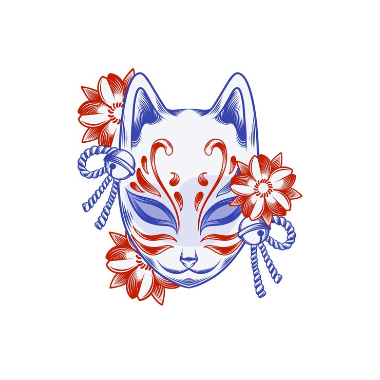 Free Vector hand drawn kitsune mask illustration