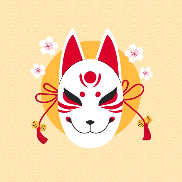 Free vector hand drawn kitsune mask illustration