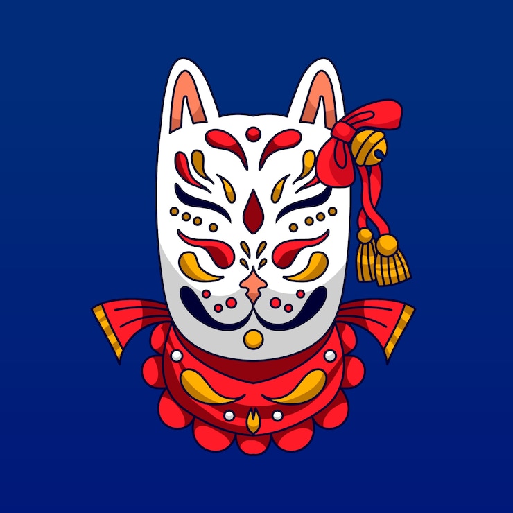Free Vector hand drawn kitsune mask illustration