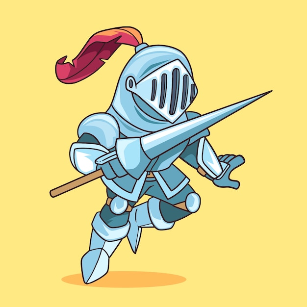 Hand drawn knight cartoon illustration