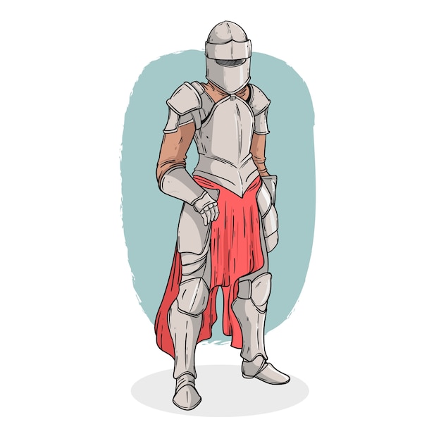 Hand drawn knight cartoon illustration