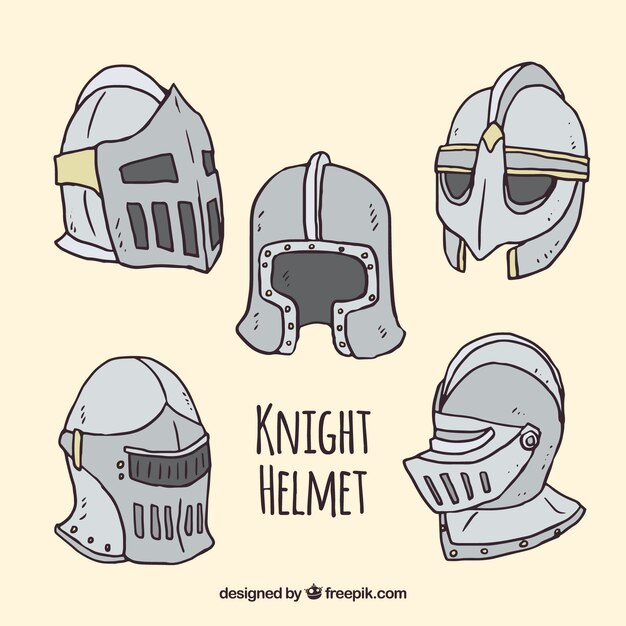 Hand drawn knight helmet collection