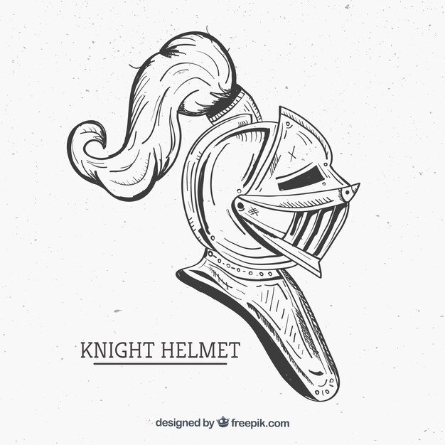 Hand drawn knight helmet with elegant style