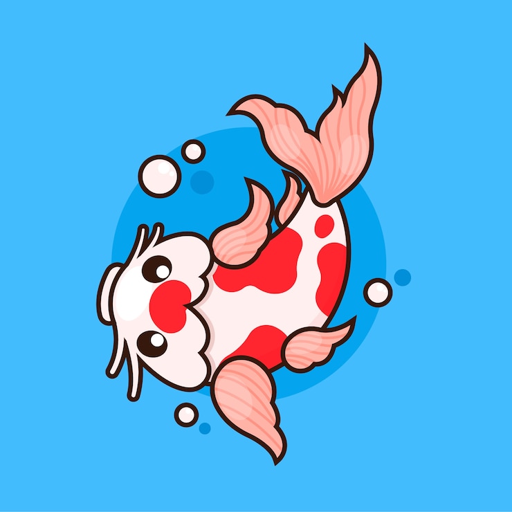 무료 Vector 손으로 그린 잉어 물고기 그림