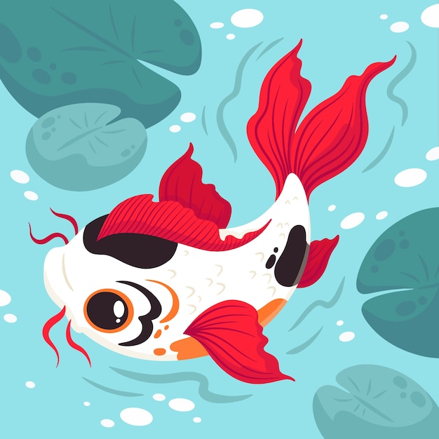 Vettore gratuito illustrazione di pesce koi disegnato a mano