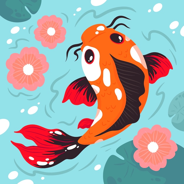 Hand Drawn Koi Fish Illustration