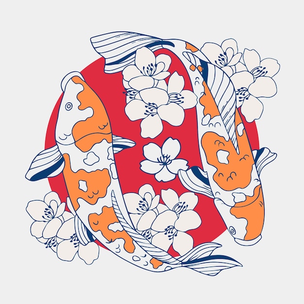 Hand drawn koi illustration