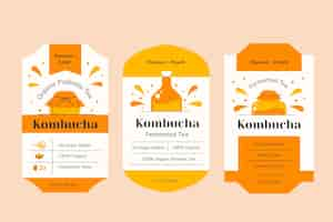 Free vector hand drawn kombucha label collection