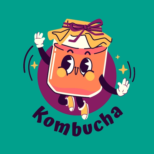 Free vector hand drawn kombucha logo design