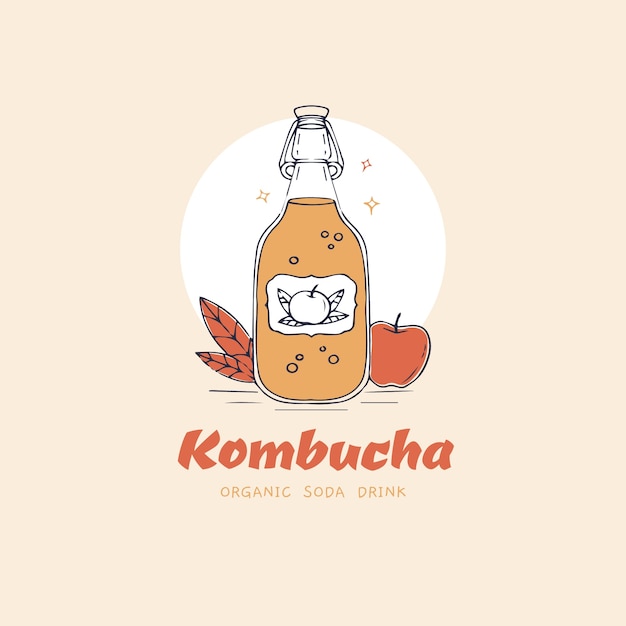 Free vector hand drawn kombucha logo design