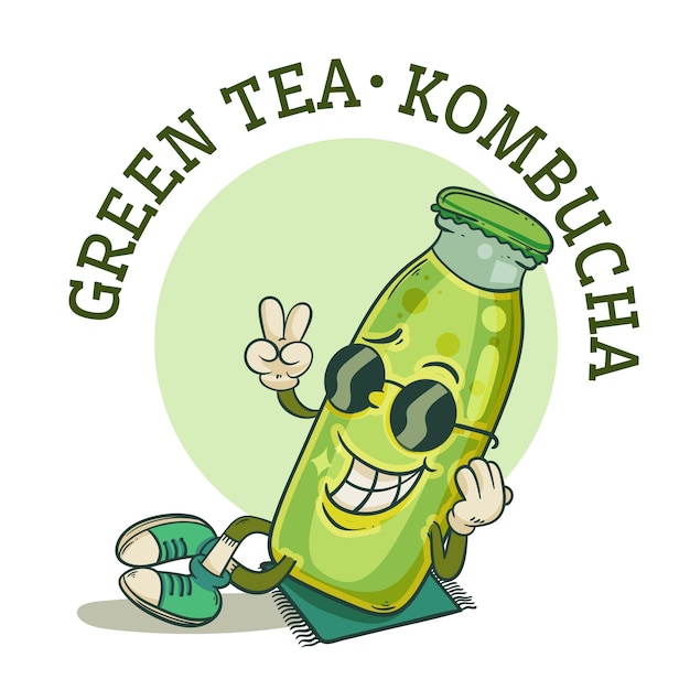 Modello di logo kombucha disegnato a mano