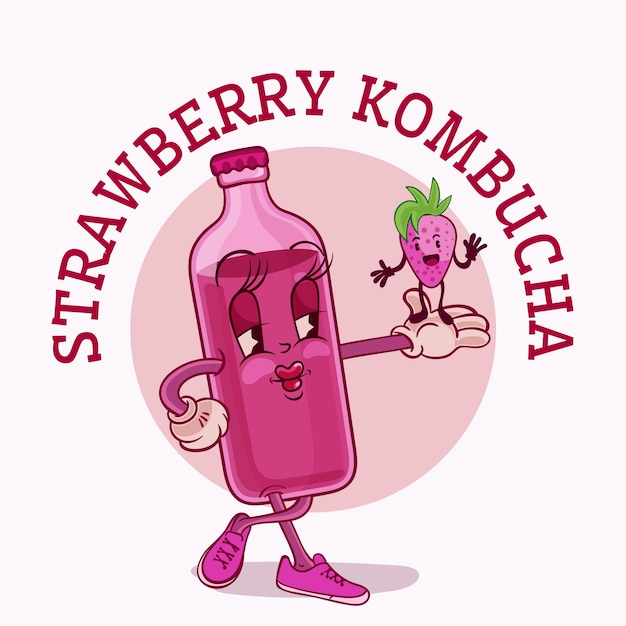 손으로 그린 kombucha 로고 템플릿