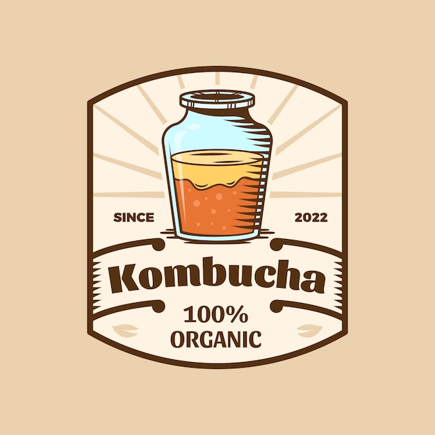 Vettore gratuito logo kombucha disegnato a mano