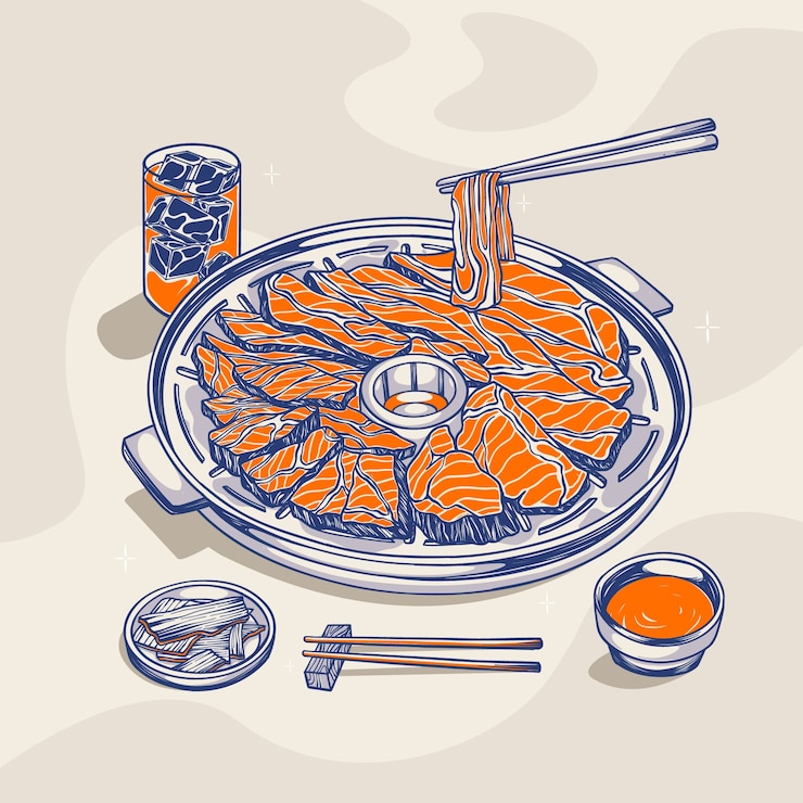 Free Vector hand drawn korean bbq illustration