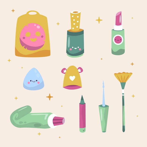 Free vector hand drawn korean beauty element collection