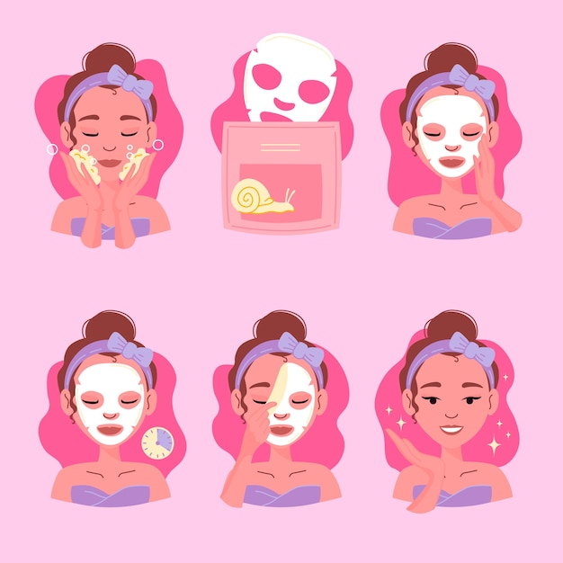 Free vector hand drawn korean beauty element collection