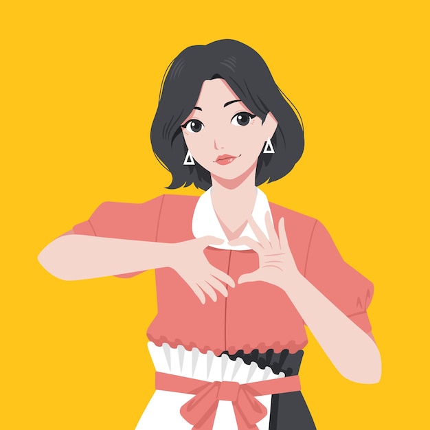 Free vector hand drawn korean drawing style character illustration