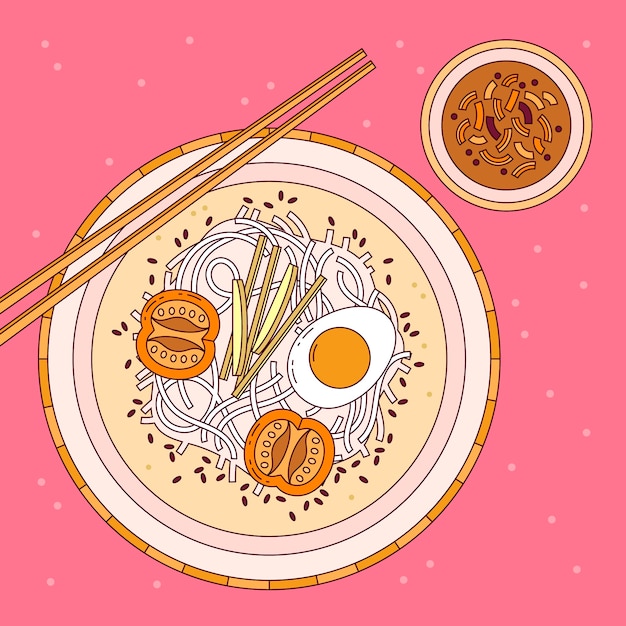 Hand drawn korean food illustration