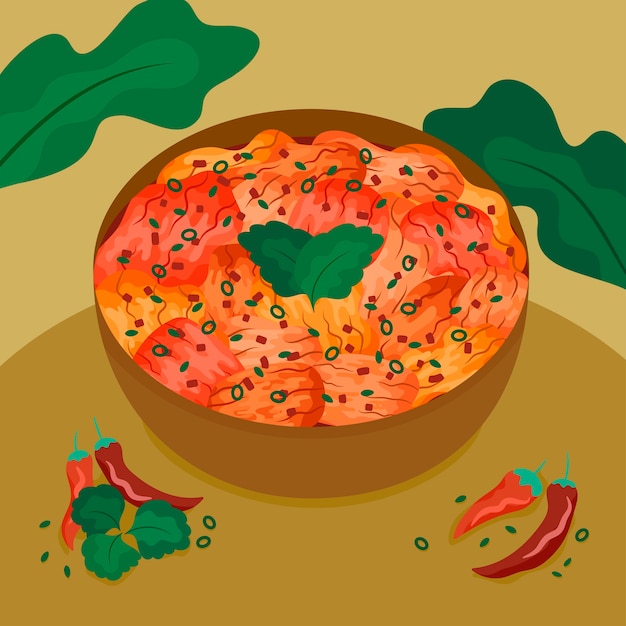 Illustrazione di cibo coreano disegnato a mano