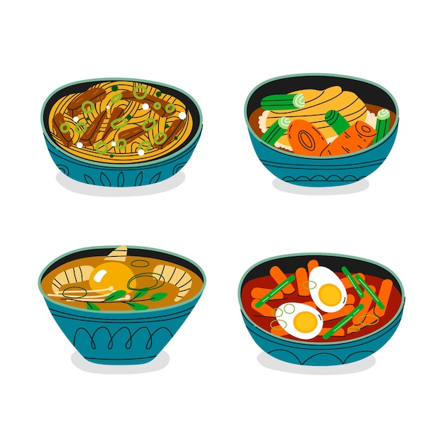 Free vector hand drawn korean food illustration