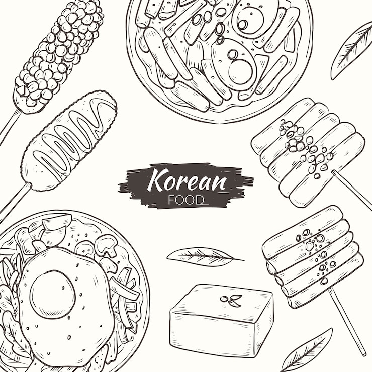 Free Vector hand drawn korean food illustration