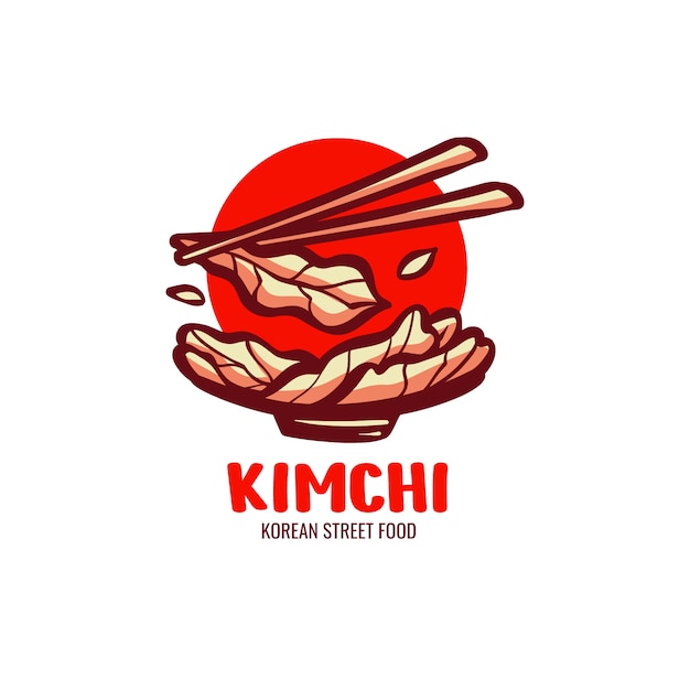 무료 벡터 손으로 그린 한국 음식 로고 디자인