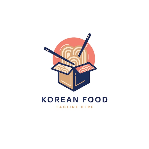 Hand drawn korean food logo design