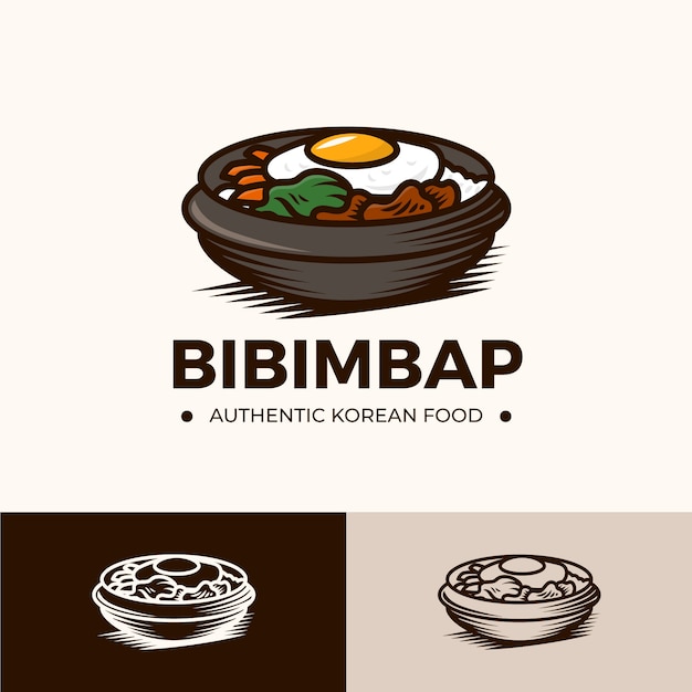 무료 벡터 손으로 그린 한국 음식 로고