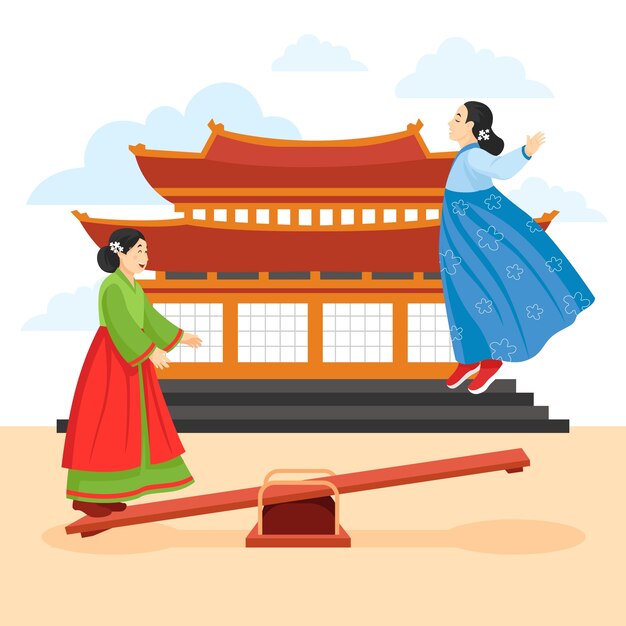 Free vector hand drawn korean games illustration