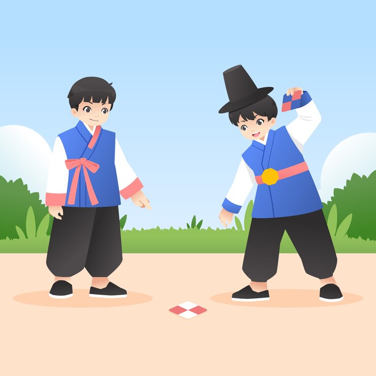 무료 Vector 손으로 그린 한국 게임 일러스트레이션