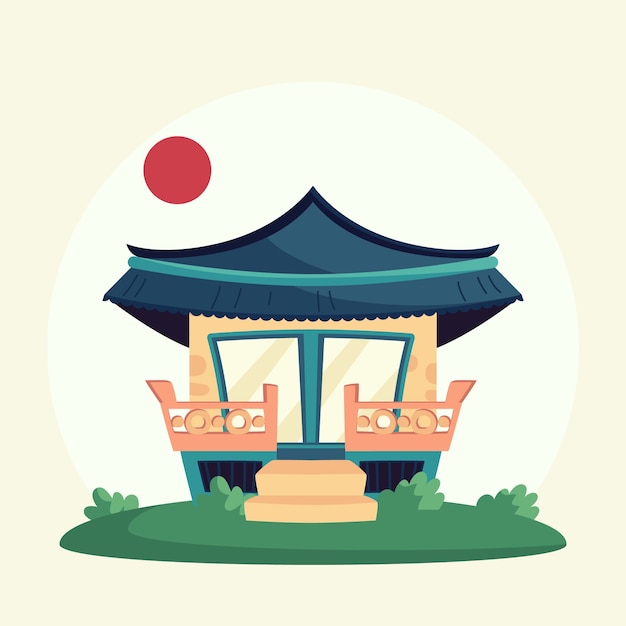 Free vector hand drawn korean house illustration