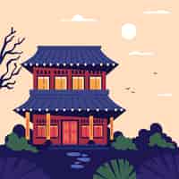 Free vector hand drawn korean house illustration