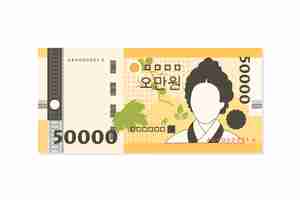 Free vector hand drawn korean money illustration