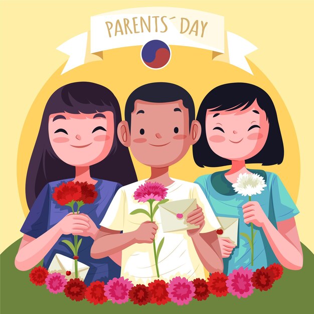 手描き韓国の父母の日のイラスト