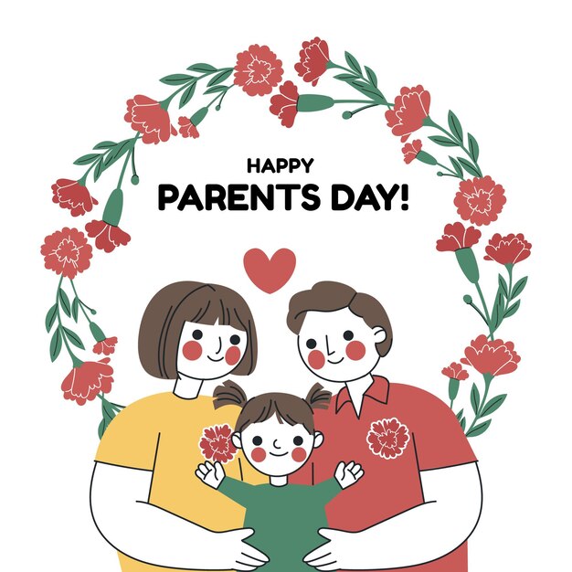 手描き韓国の父母の日のイラスト 無料のベクター