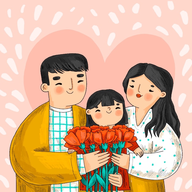 Hand drawn korean parents day illustration