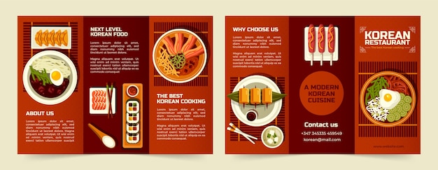 Free vector hand drawn korean restaurant brochure