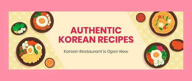 Free vector hand drawn korean restaurant design template