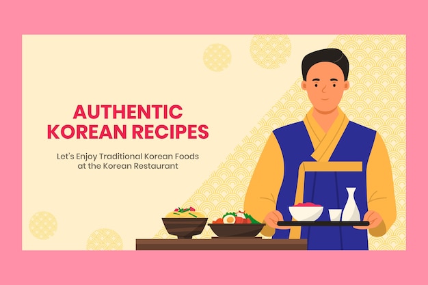 Free vector hand drawn korean restaurant design template