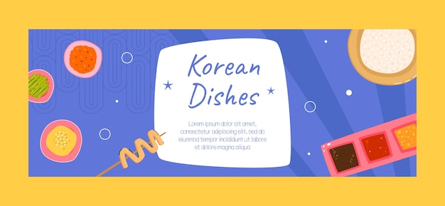 Hand drawn korean restaurant facebook cover