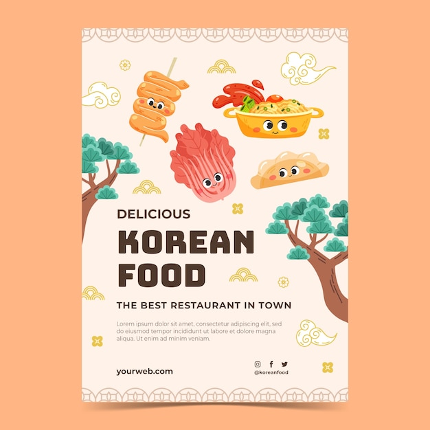 Free vector hand drawn korean restaurant poster