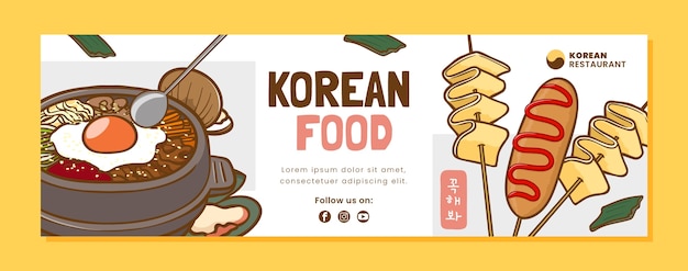 Hand drawn korean restaurant twitter header