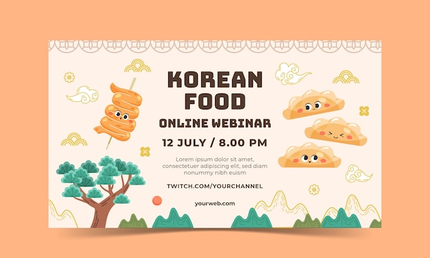 Free vector hand drawn korean restaurant webinar