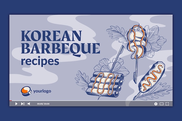 Miniatura di youtube del ristorante coreano disegnato a mano