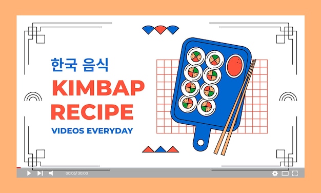 Free vector hand drawn korean restaurant youtube thumbnail