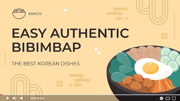 Free vector hand drawn korean restaurant youtube thumbnail