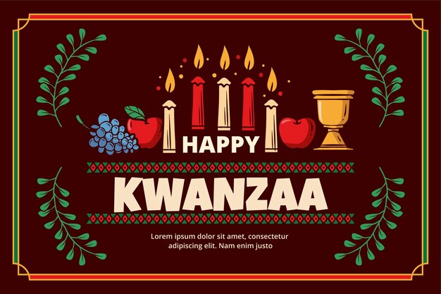 무료 벡터 손으로 그린 kwanzaa 배경