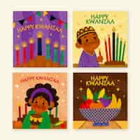 Free vector hand drawn kwanzaa instagram posts collection