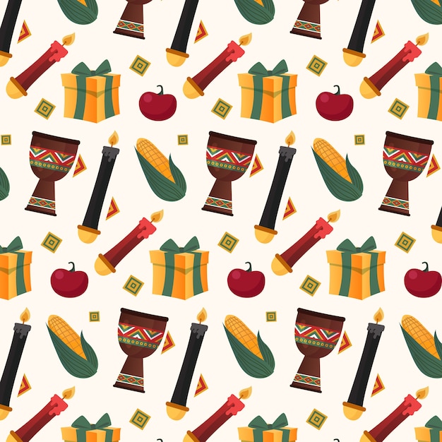 Free vector hand drawn kwanzaa pattern design